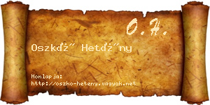 Oszkó Hetény névjegykártya
